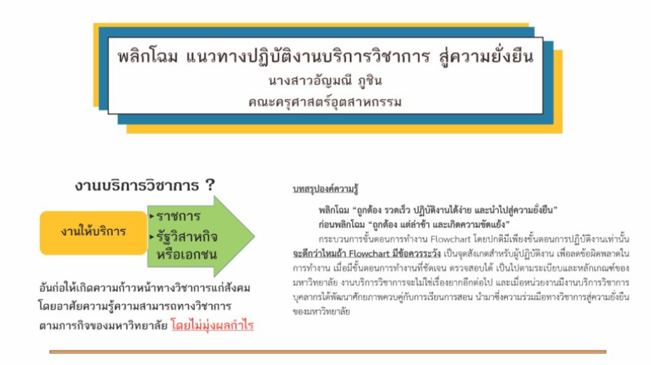 พลิกโฉม แนวทางปฏิบัติงานบริการวิชาการ สู่ความยั่งยืน